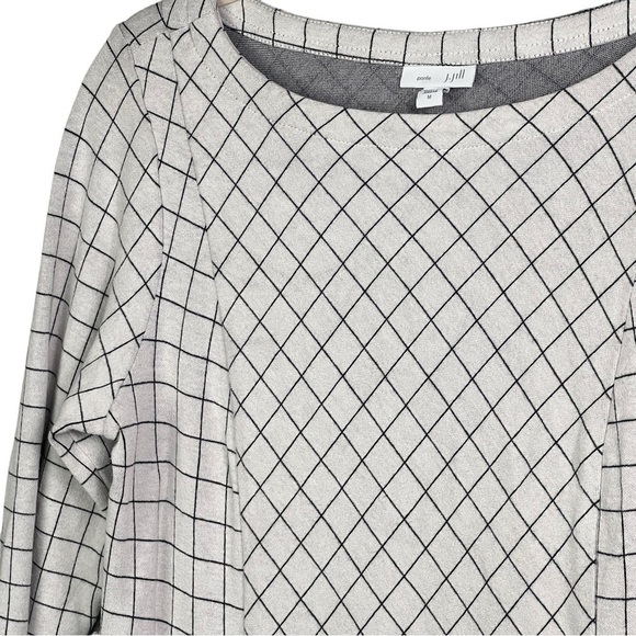 J.Jill Ponte Knit Tunic Top Off White/Black Stretch Size Medium - Picture 4 of 9